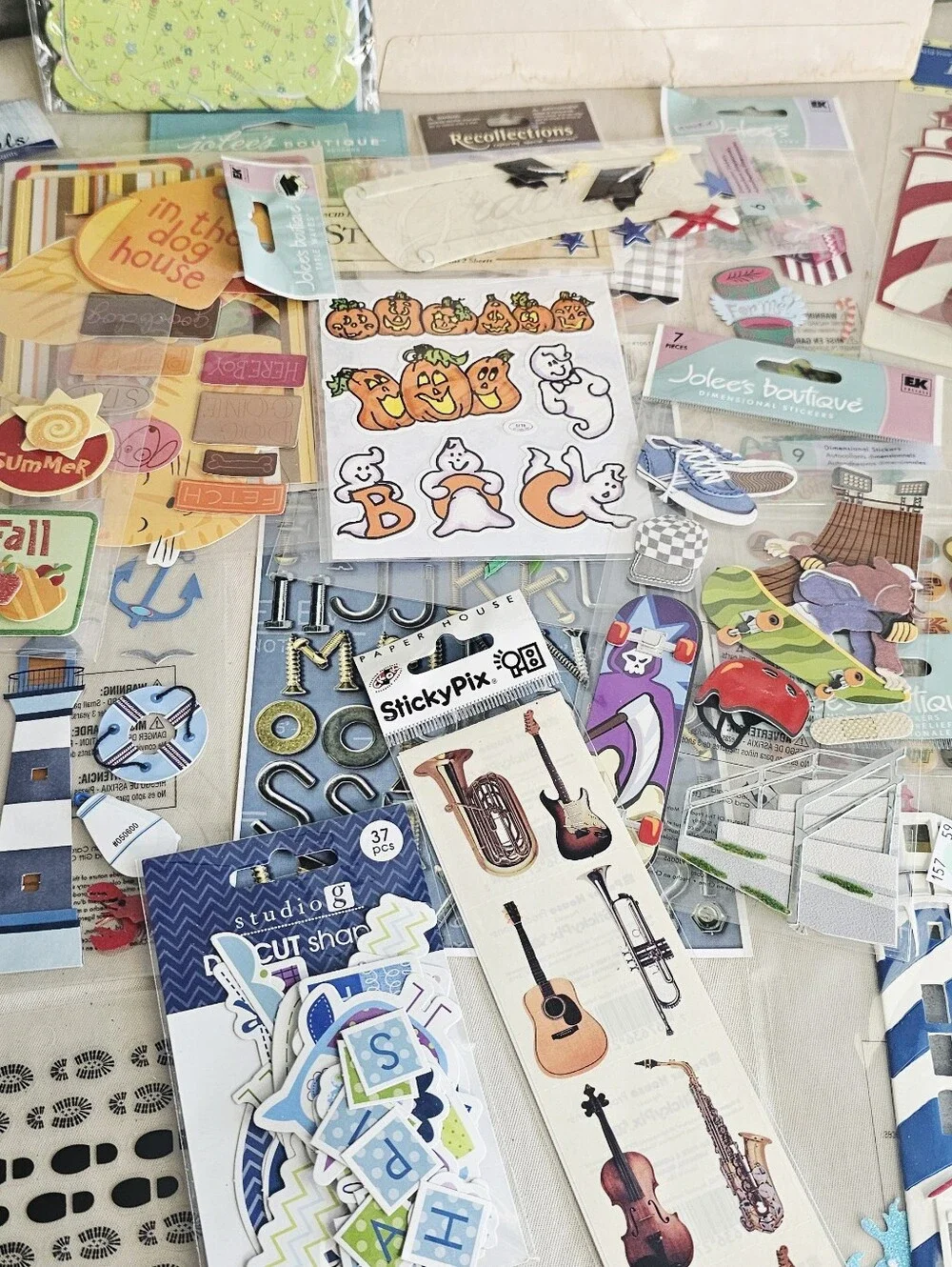 Huge Scrapbooking Supplies Craft Lot Stickers Embellishments Die Cuts